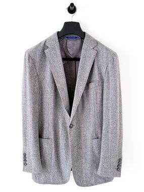 NEW Adrian Jules Sport Coat Flannel Wool Blazer Plaid Gray Purple Mens 43